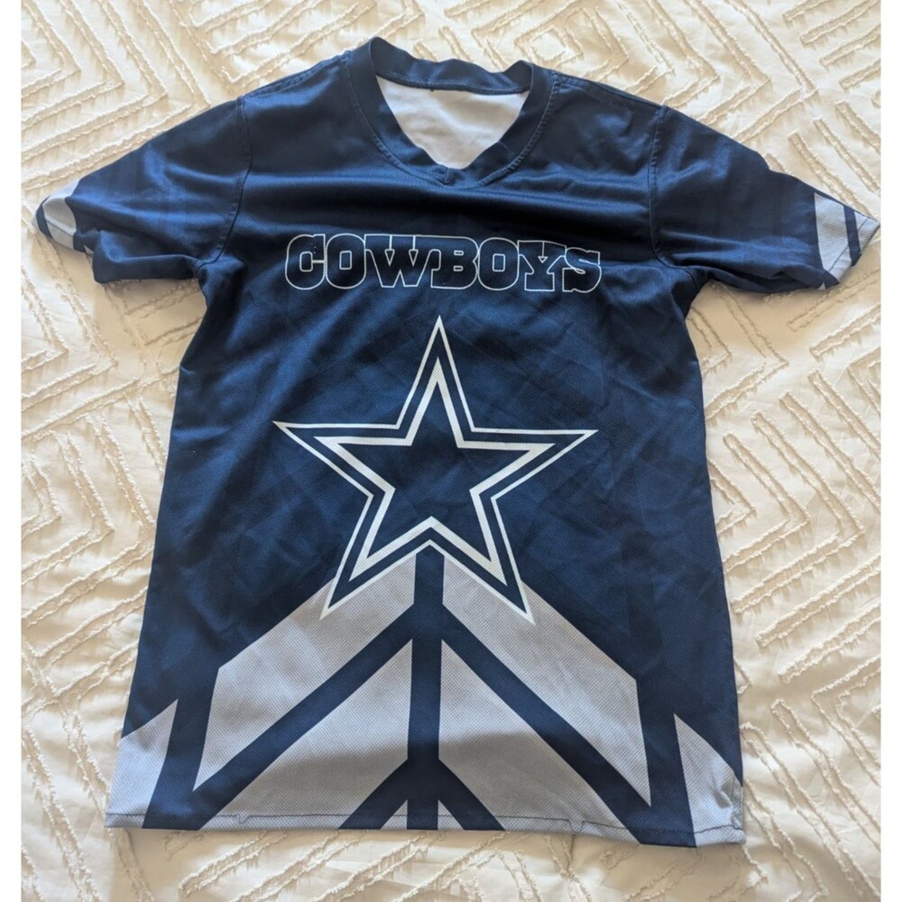 Dallas Cowboys Jersey Kids Youth M Navy Silver Reversible Flag Football NFL